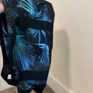 Billabong Blue and Green Leaf Print Duffel Bag